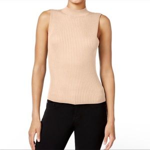 NWT Bar III Ribbed Turtleneck Sweater Tank in Peach size XXS